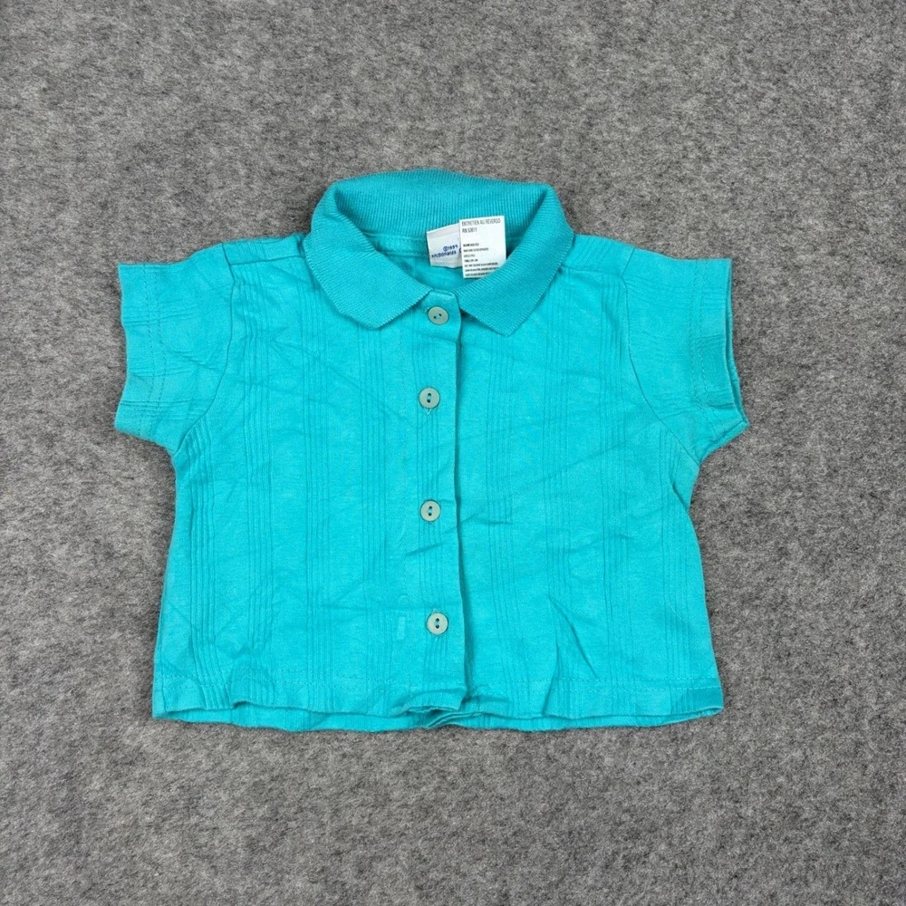 McKids Button Up Shirt Toddler‎ 2T Teal Vintage 1994 Ribbed Short Sleeve Polo